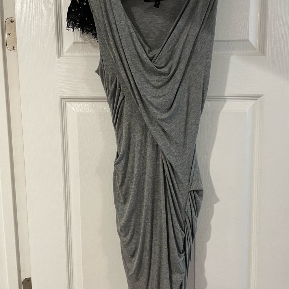 BCBGMaxAzria One Shoulder Gray Dress